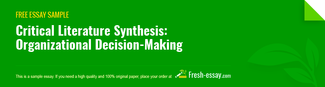 Free «Critical Literature Synthesis: Organizational Decision-Making» Essay Sample
