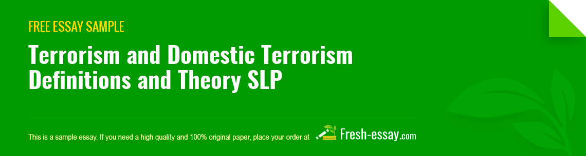 Free «Terrorism and Domestic Terrorism Definitions and Theory SLP» Essay Sample
